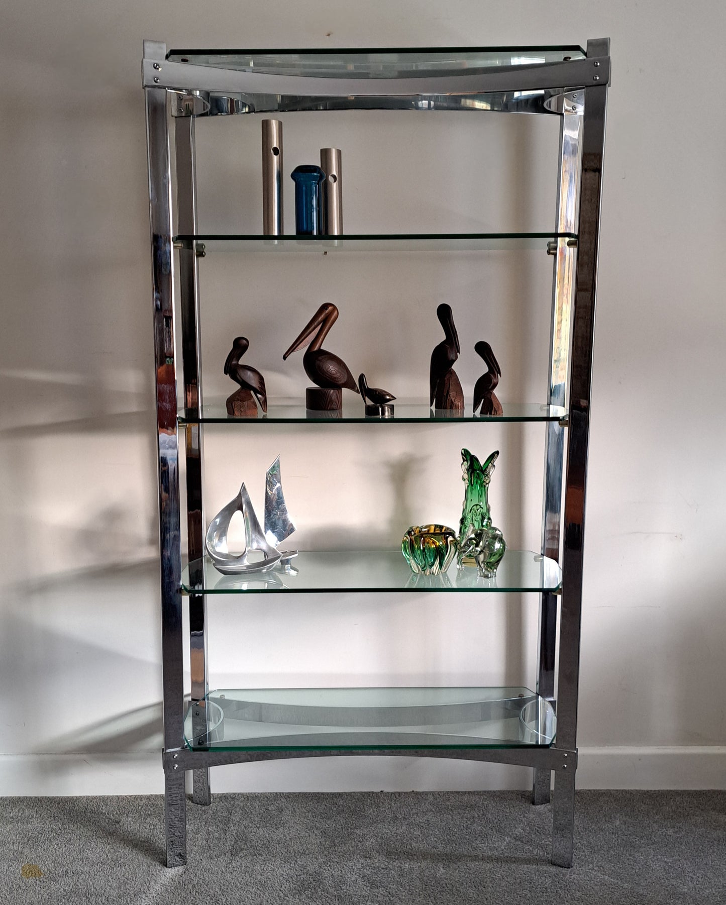 Merrow Associates Chrome and Glass Shelving/Display Unit