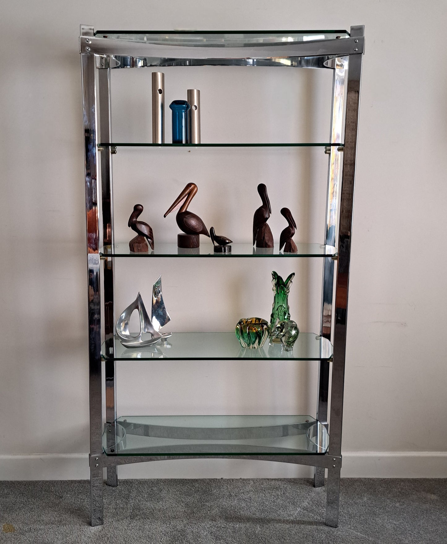 Merrow Associates Chrome and Glass Shelving/Display Unit