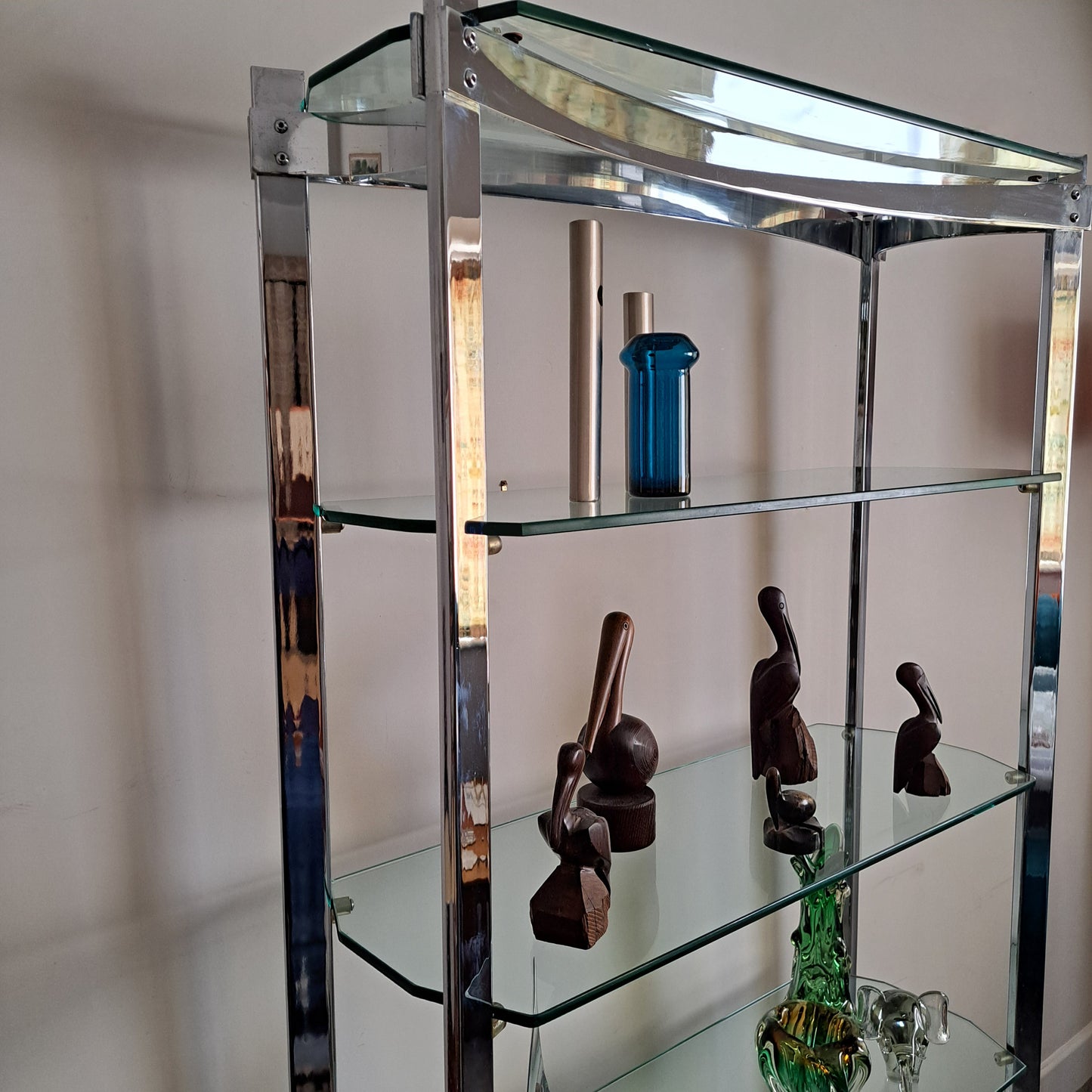 Merrow Associates Chrome and Glass Shelving/Display Unit