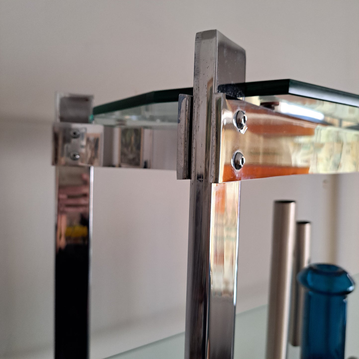 Merrow Associates Chrome and Glass Shelving/Display Unit