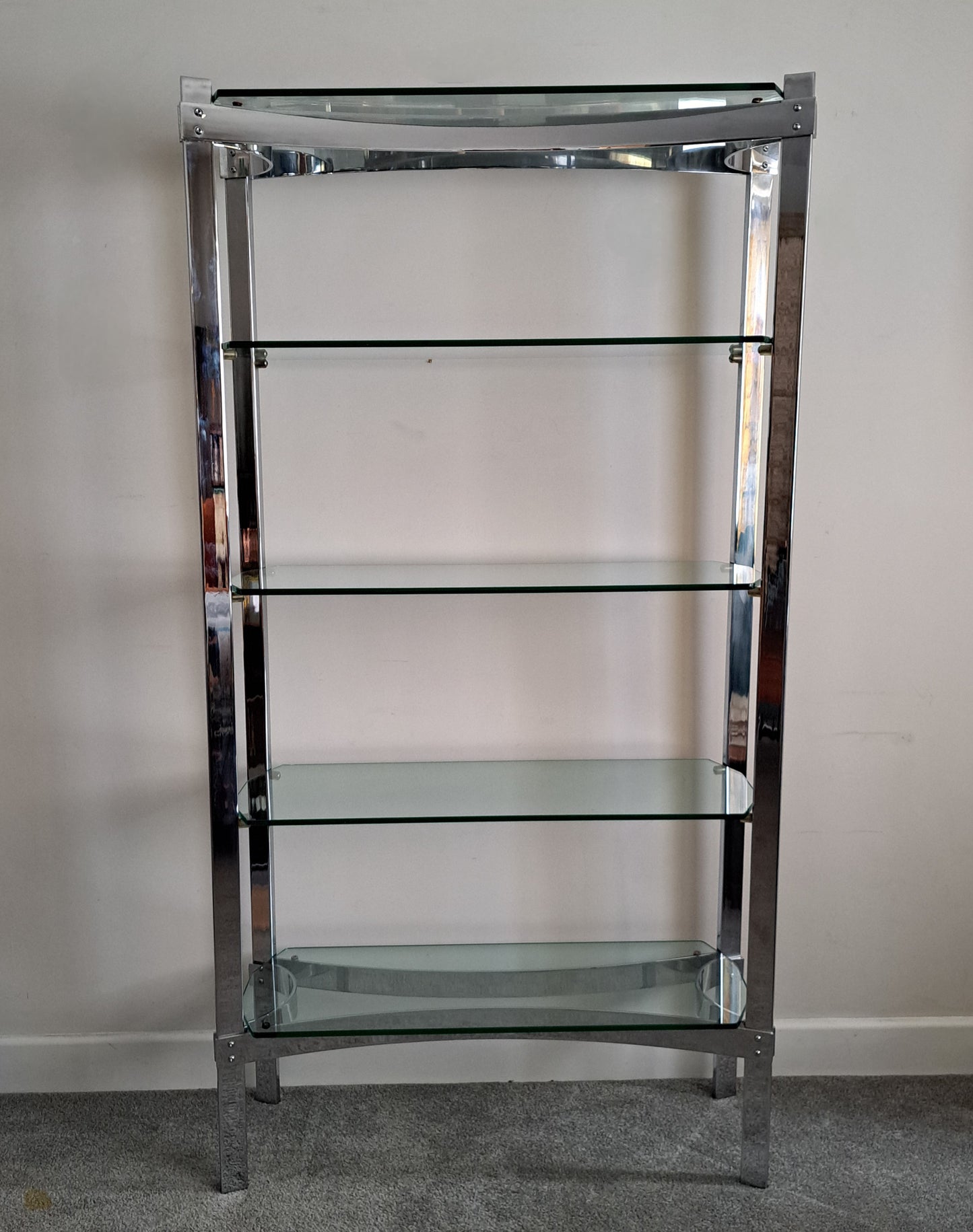 Merrow Associates Chrome and Glass Shelving/Display Unit