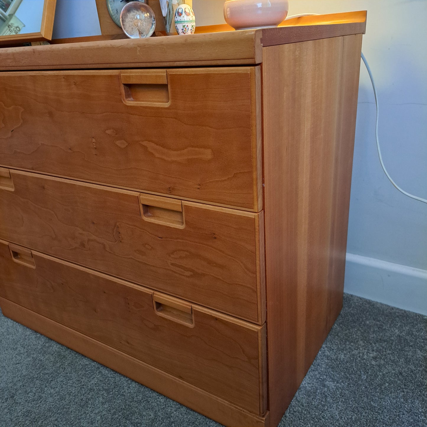 Elm and Beech 3 Drawer Dressing Table with Mirror and Stool by White & Newton