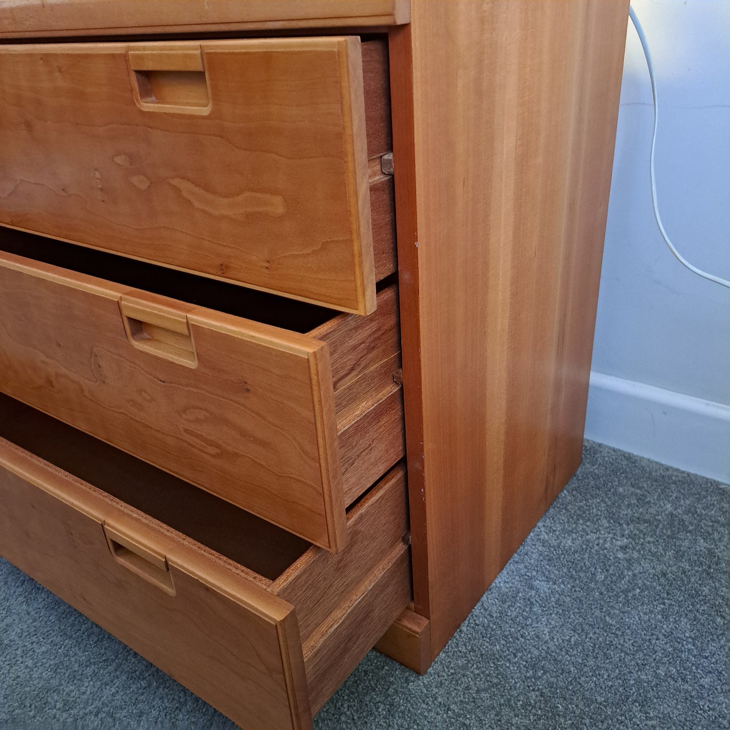 Elm and Beech 3 Drawer Dressing Table with Mirror and Stool by White & Newton