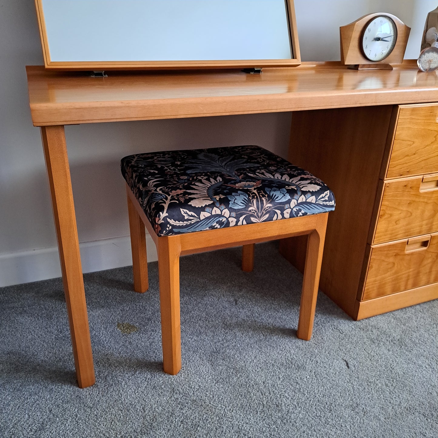 Elm and Beech 3 Drawer Dressing Table with Mirror and Stool by White & Newton