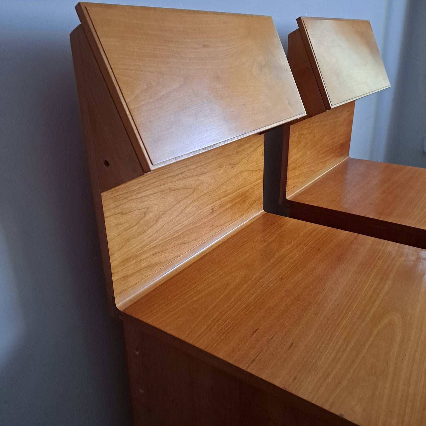 PAIR of Elm and Beech Bedside Cabinets with Integral Lights by White & Newton 1960s