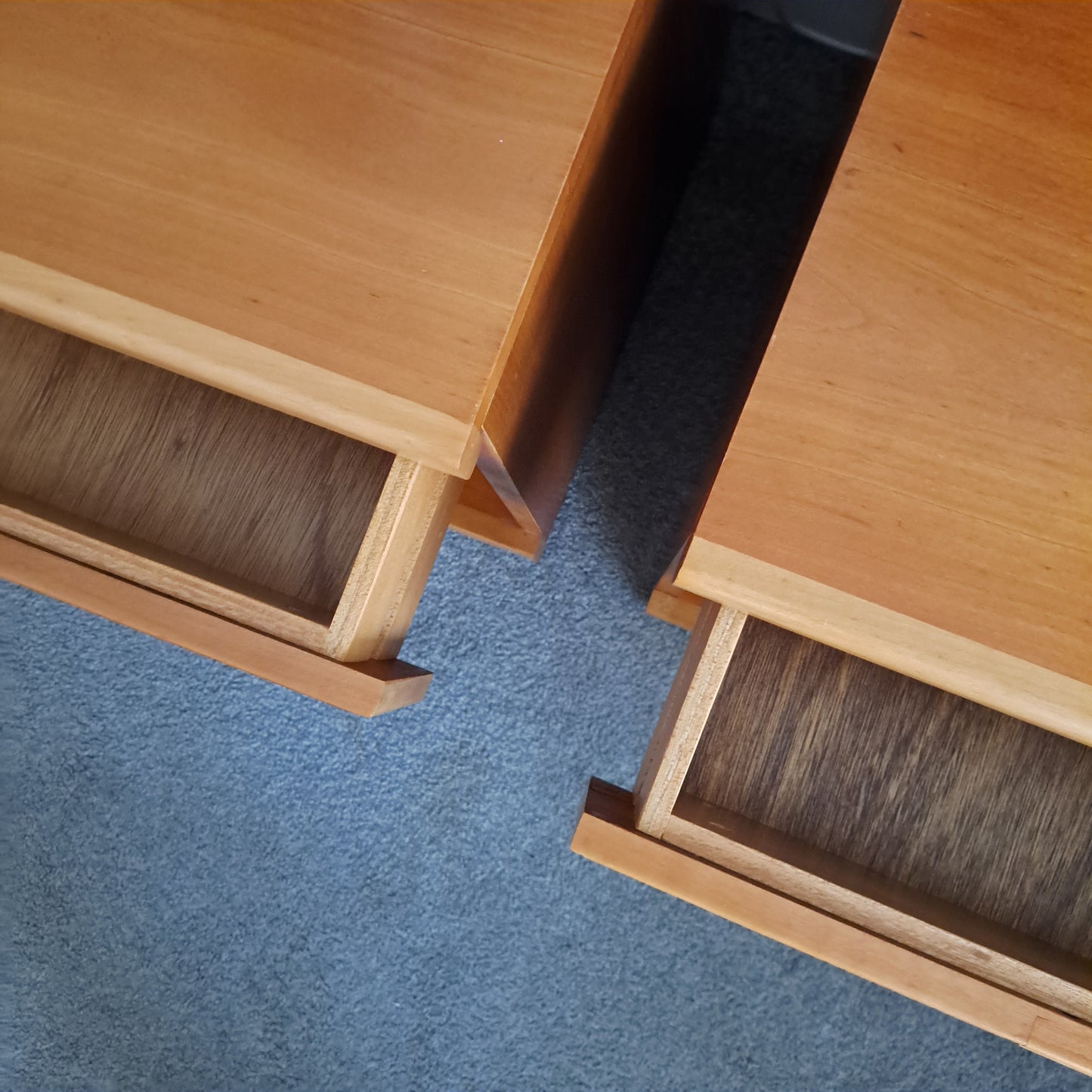 PAIR of Elm and Beech Bedside Cabinets with Integral Lights by White & Newton 1960s