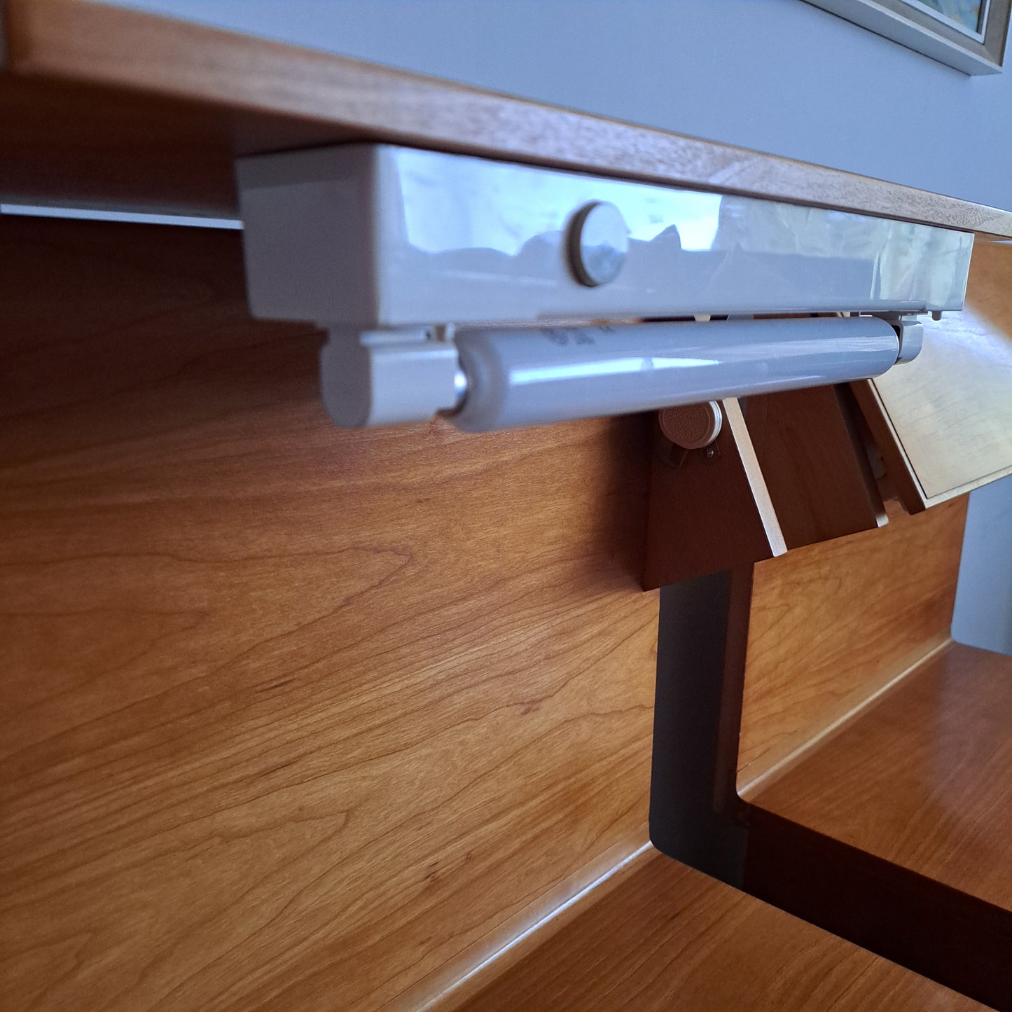PAIR of Elm and Beech Bedside Cabinets with Integral Lights by White & Newton 1960s