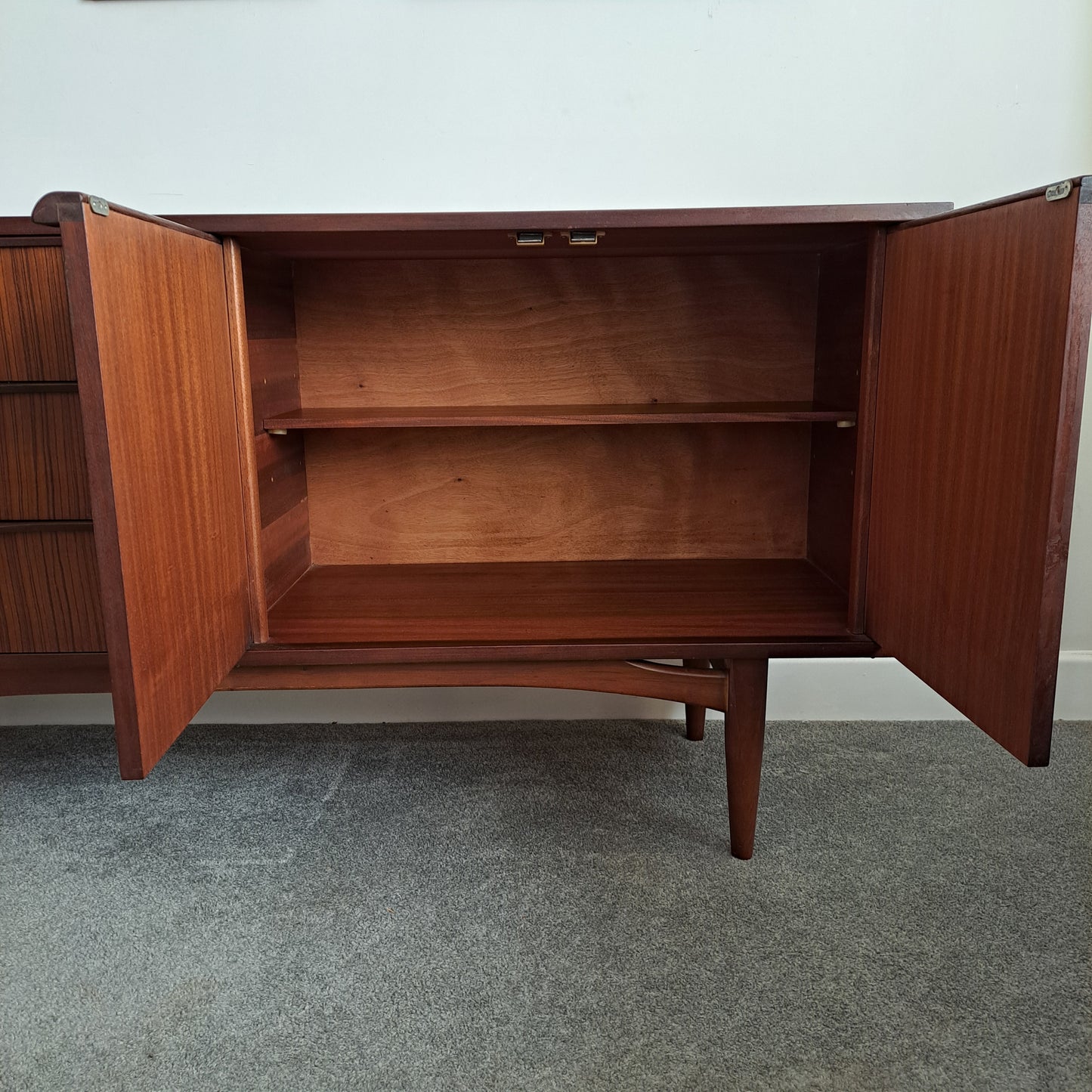 Compact Teak Sideboard with Walnut Veneer by Elliott's of Newbury 1963