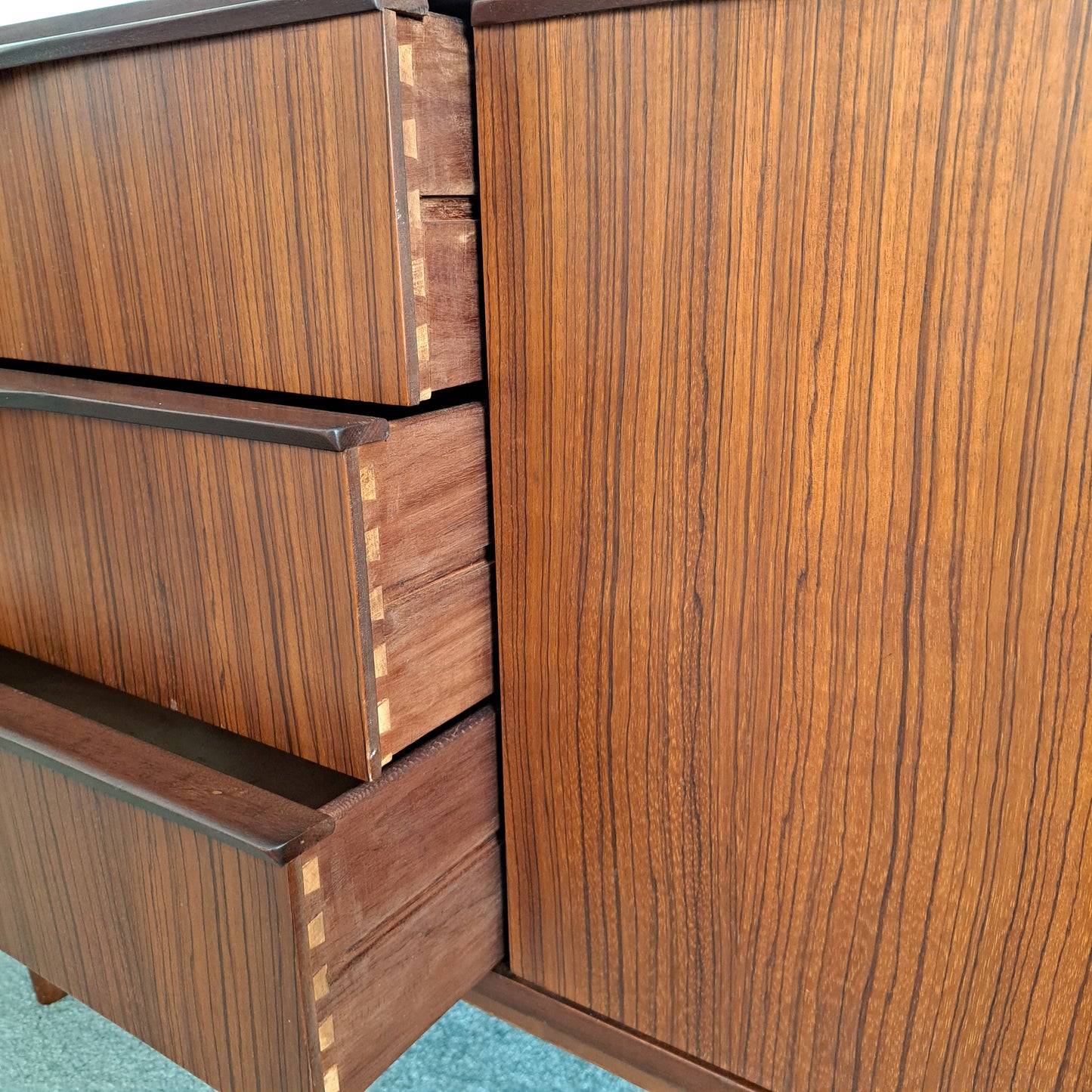 Compact Teak Sideboard with Walnut Veneer by Elliott's of Newbury 1963