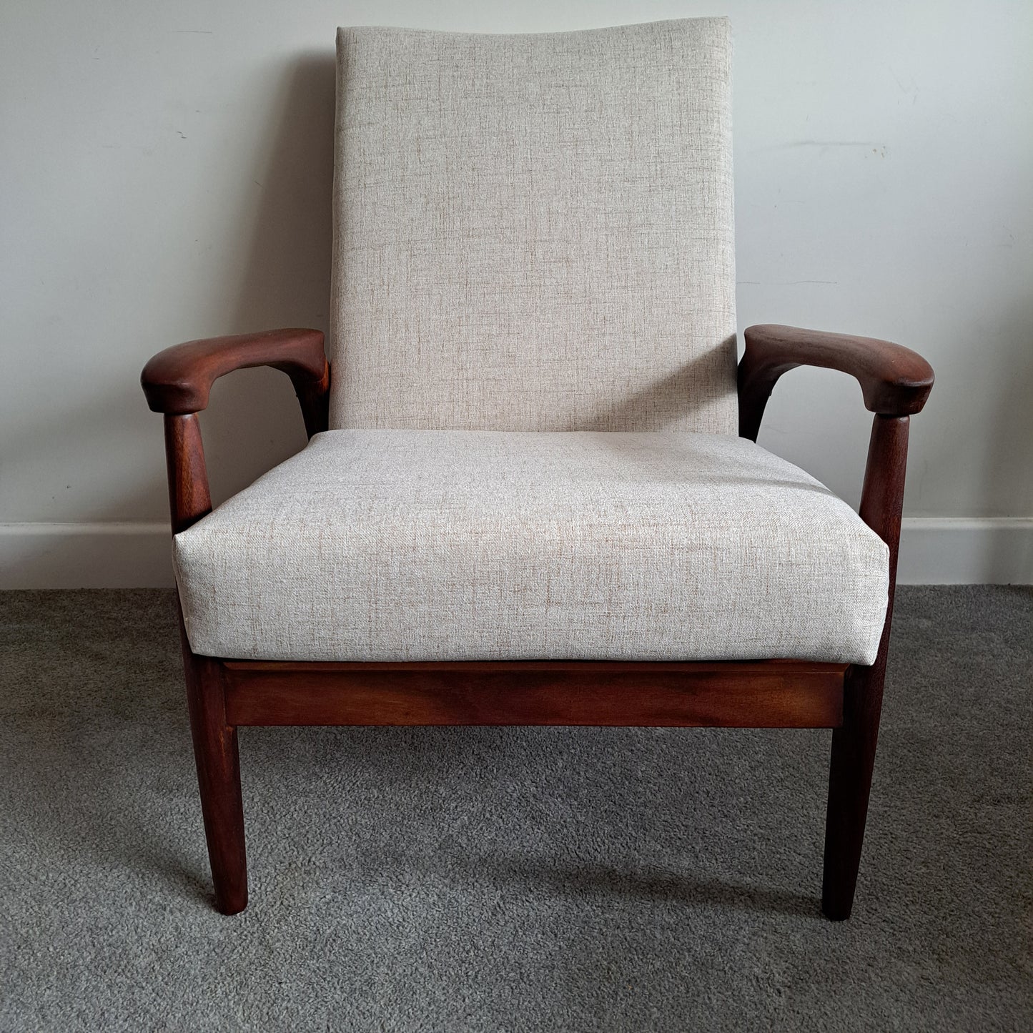 Mid-Century Solid Teak Low Back Armchair by Greaves and Thomas