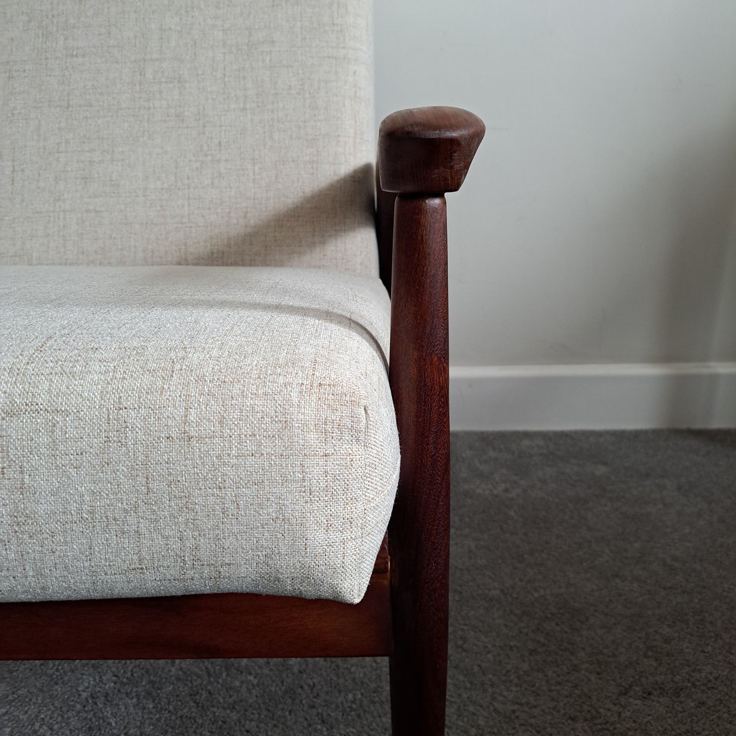 Mid-Century Solid Teak Low Back Armchair by Greaves and Thomas