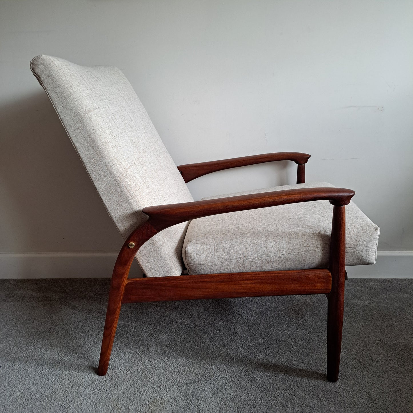 Mid-Century Solid Teak Low Back Armchair by Greaves and Thomas