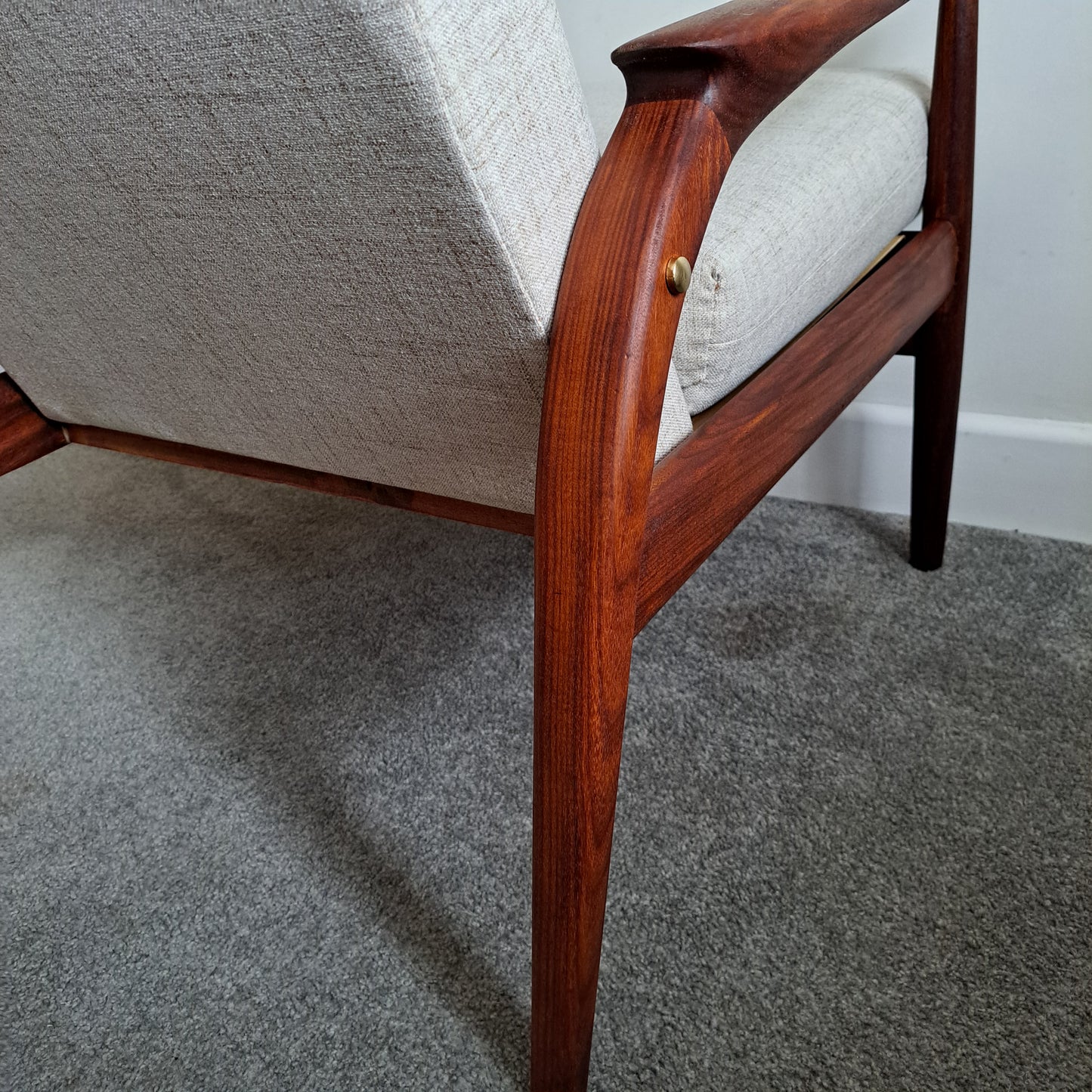 Mid-Century Solid Teak Low Back Armchair by Greaves and Thomas