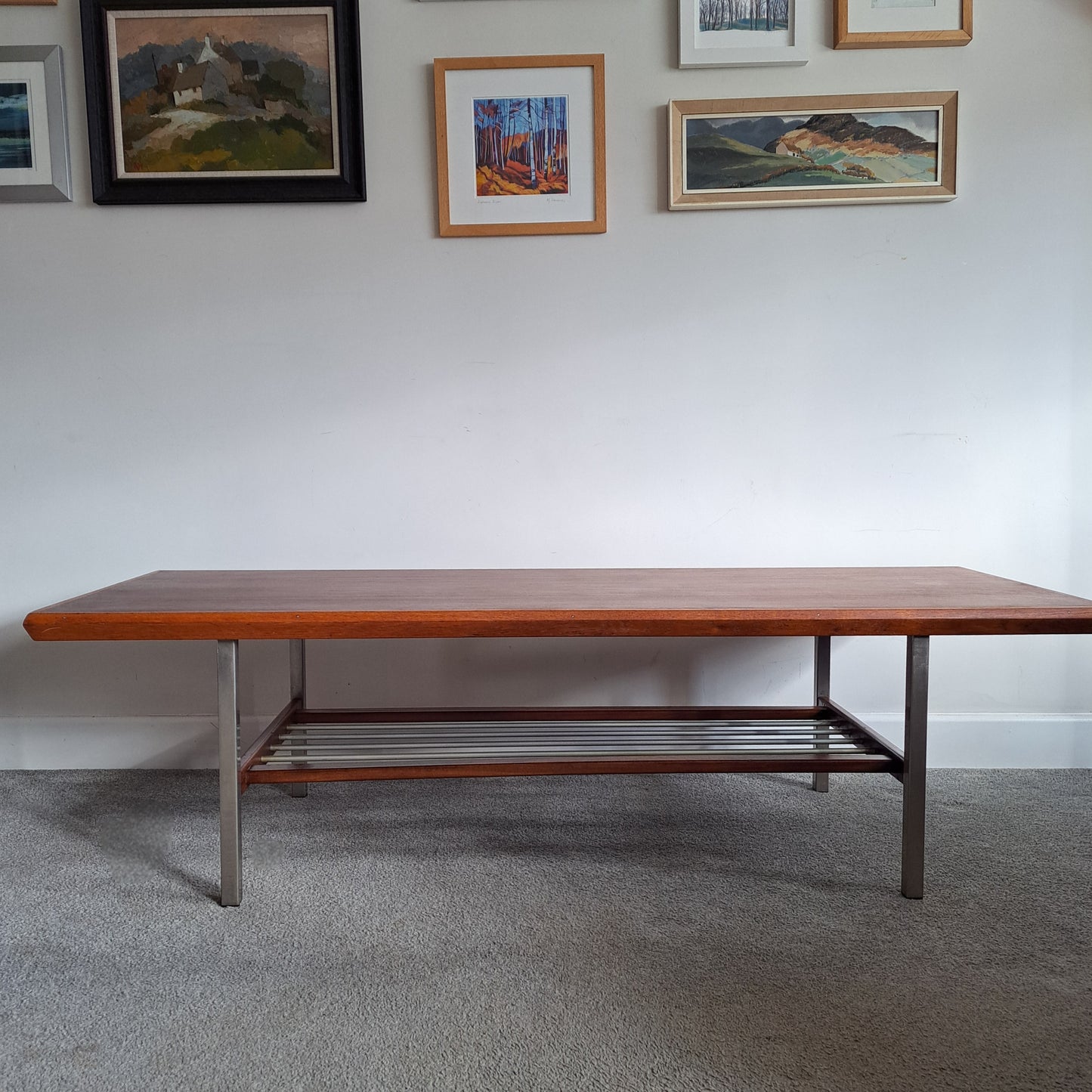 Mid-Century Teak and Chrome Coffee Table