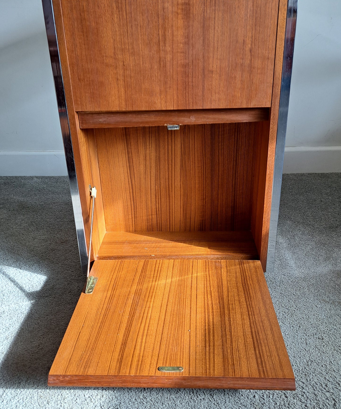 MCM Teak and Chrome Bar Cart by TW Toothill 1970s