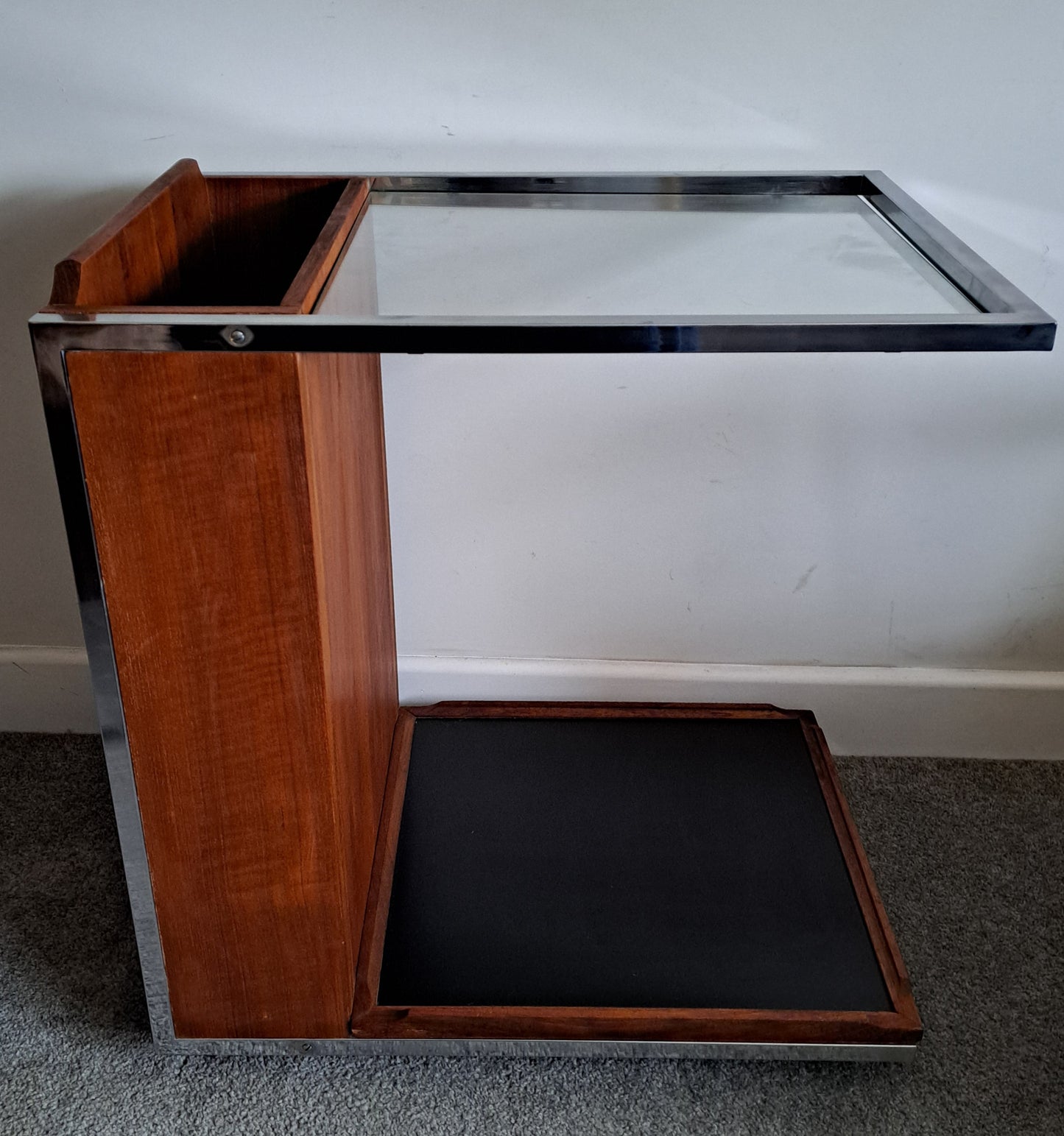 MCM Teak and Chrome Bar Cart by TW Toothill 1970s