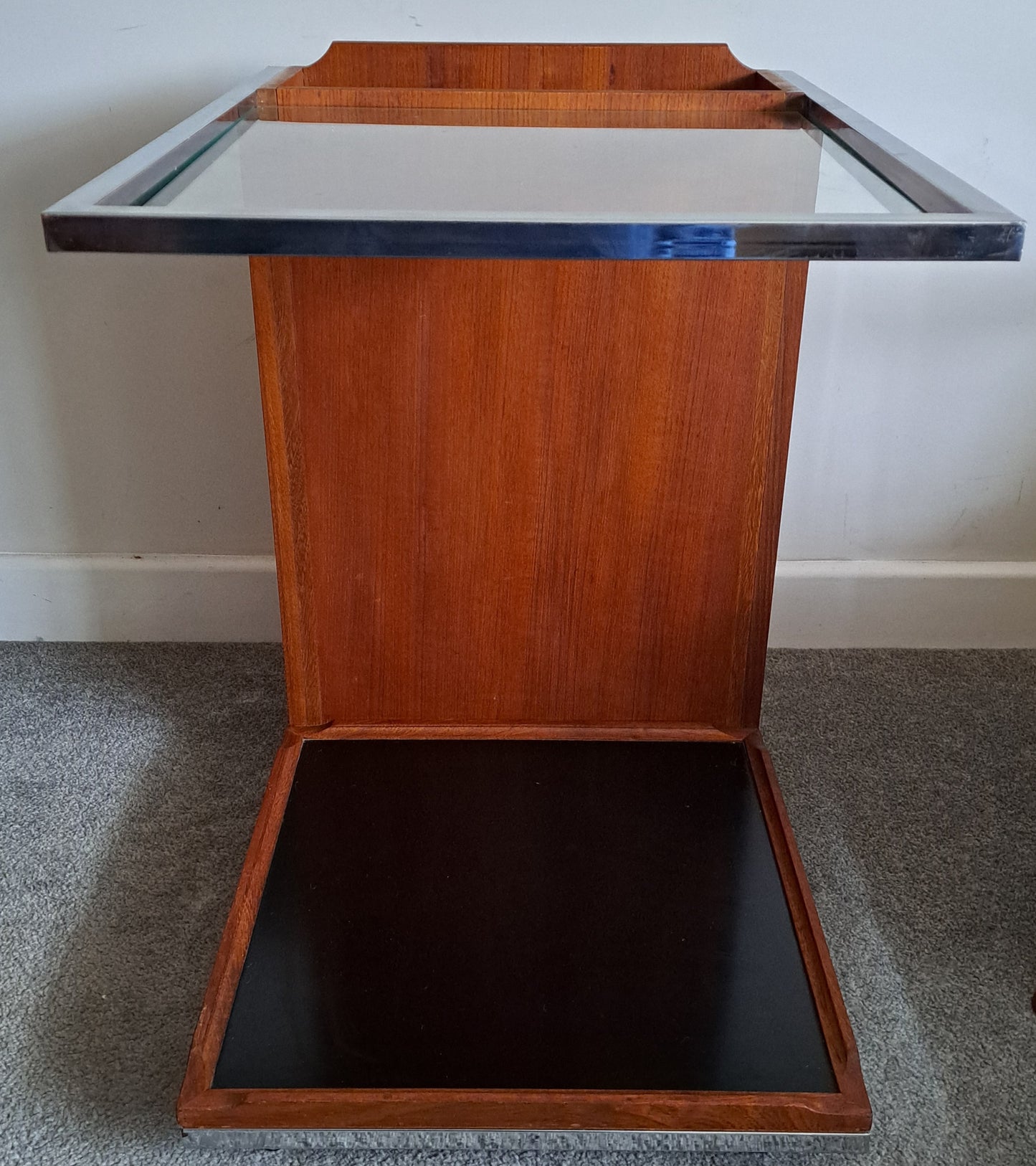 MCM Teak and Chrome Bar Cart by TW Toothill 1970s
