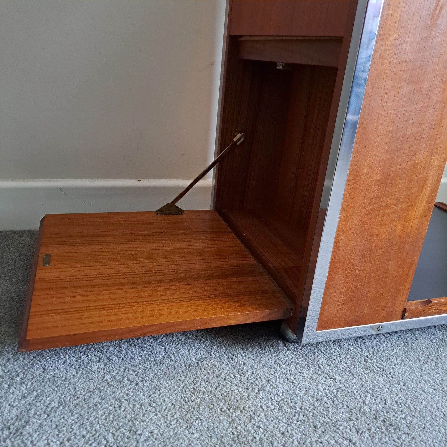 MCM Teak and Chrome Bar Cart by TW Toothill 1970s