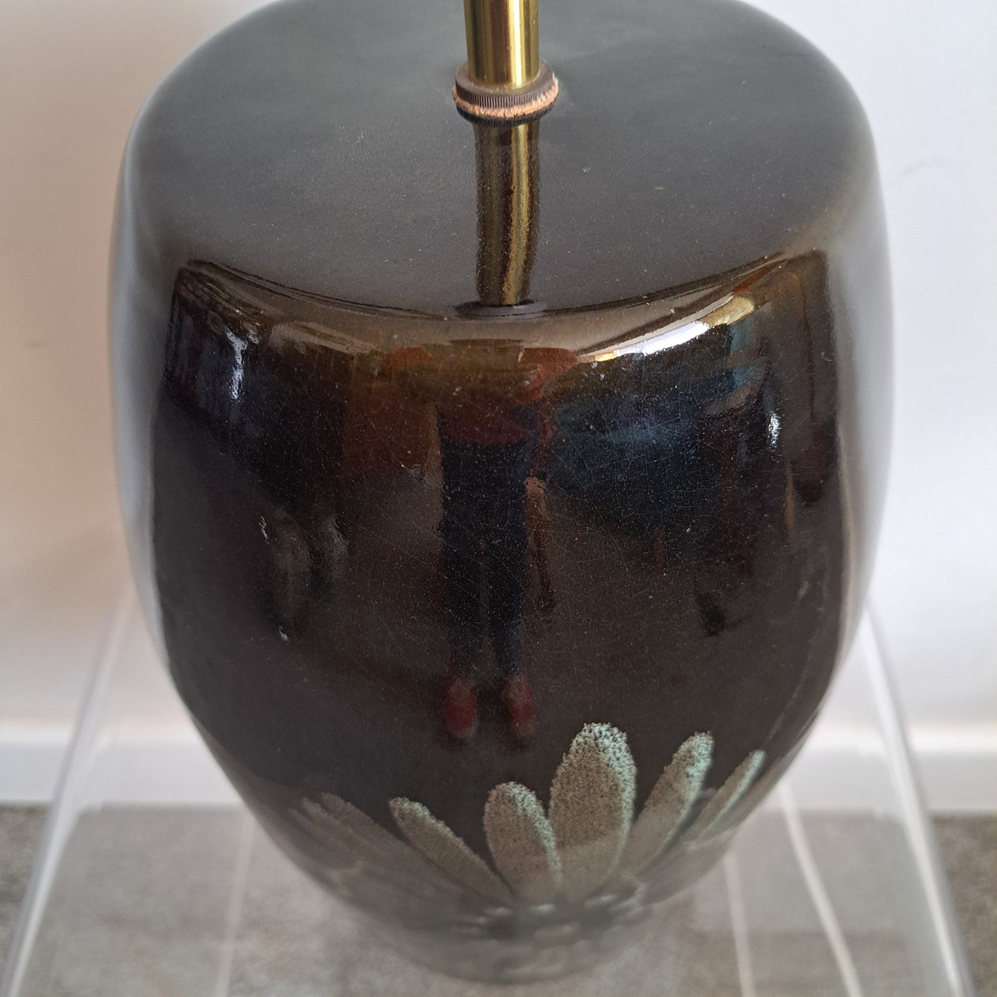 Large Vintage 'Lotus' Pottery Table Lamp