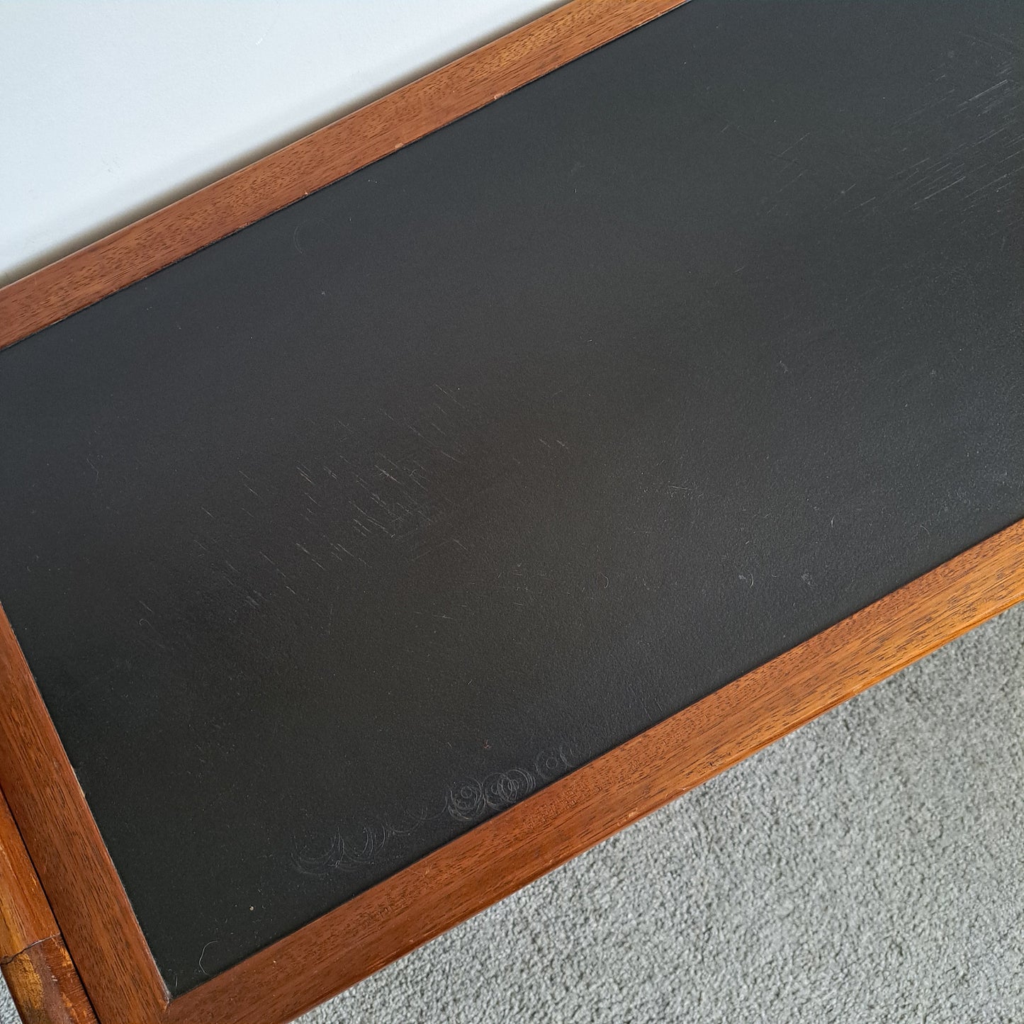 Mid-Century Solid Teak and Rexine Coffee Table (Medium)