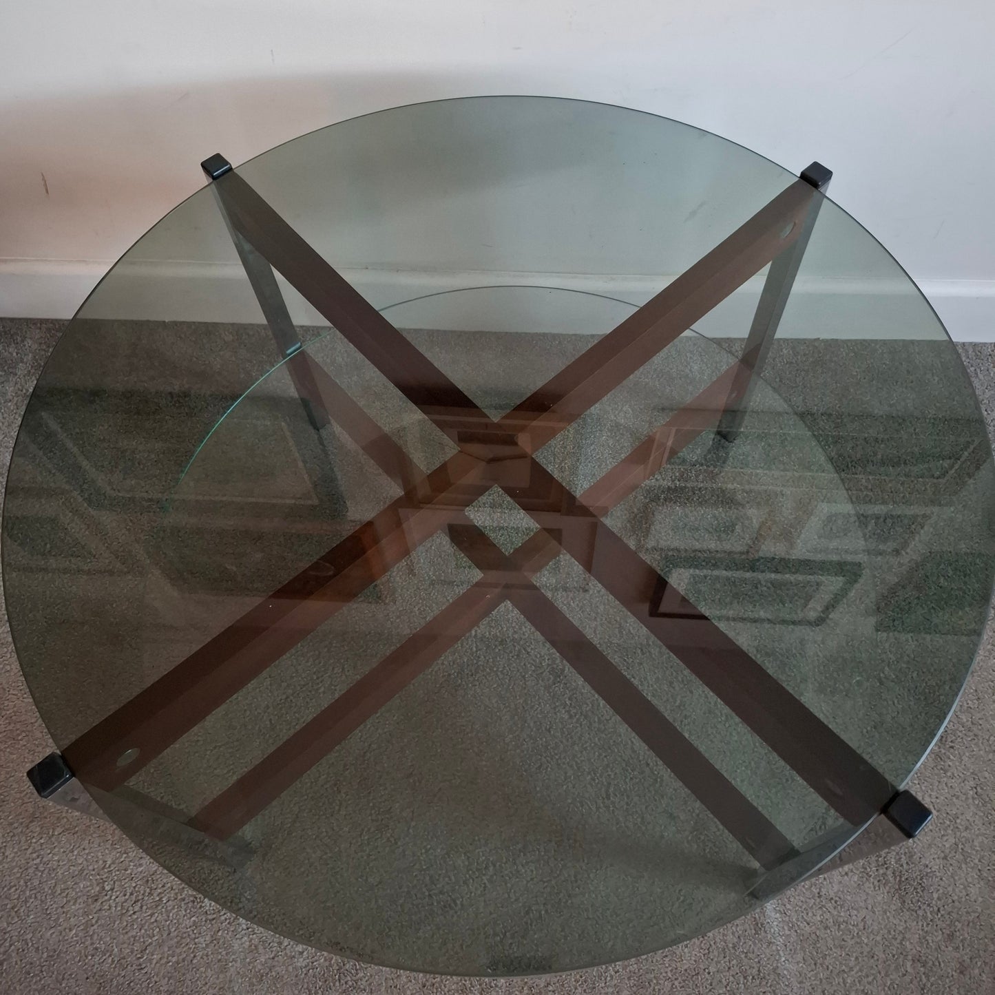 Mid-Century Teak and Chrome Glass Coffee Table