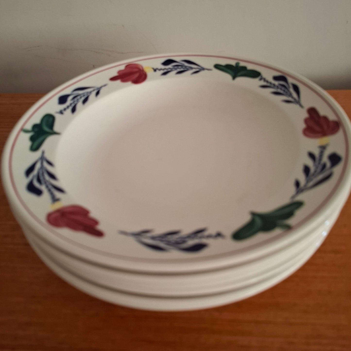 Royal Boch 'Boerenbont' Set of 6 Medium Shallow Bowls