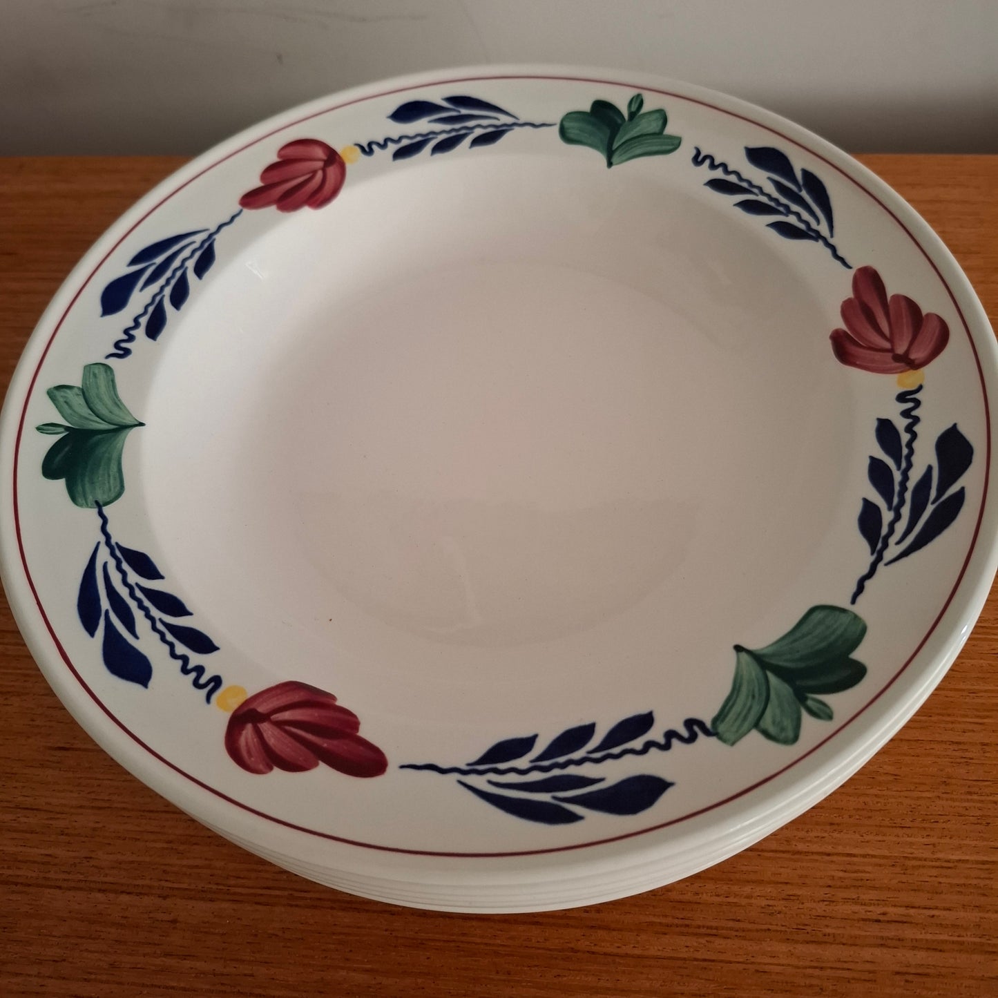 Royal Boch 'Boerenbont' Set of 6 Large Shallow Bowls