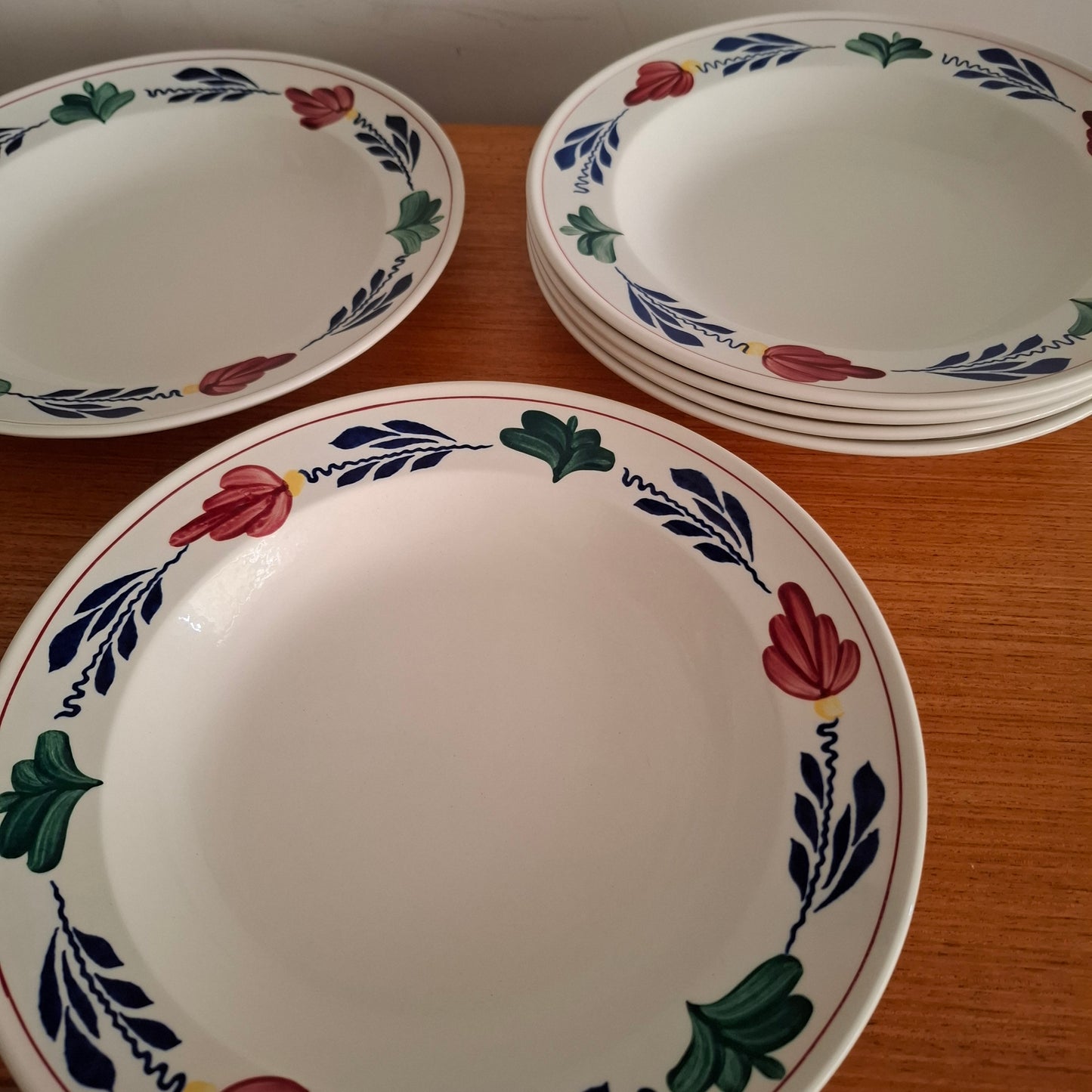 Royal Boch 'Boerenbont' Set of 6 Large Shallow Bowls