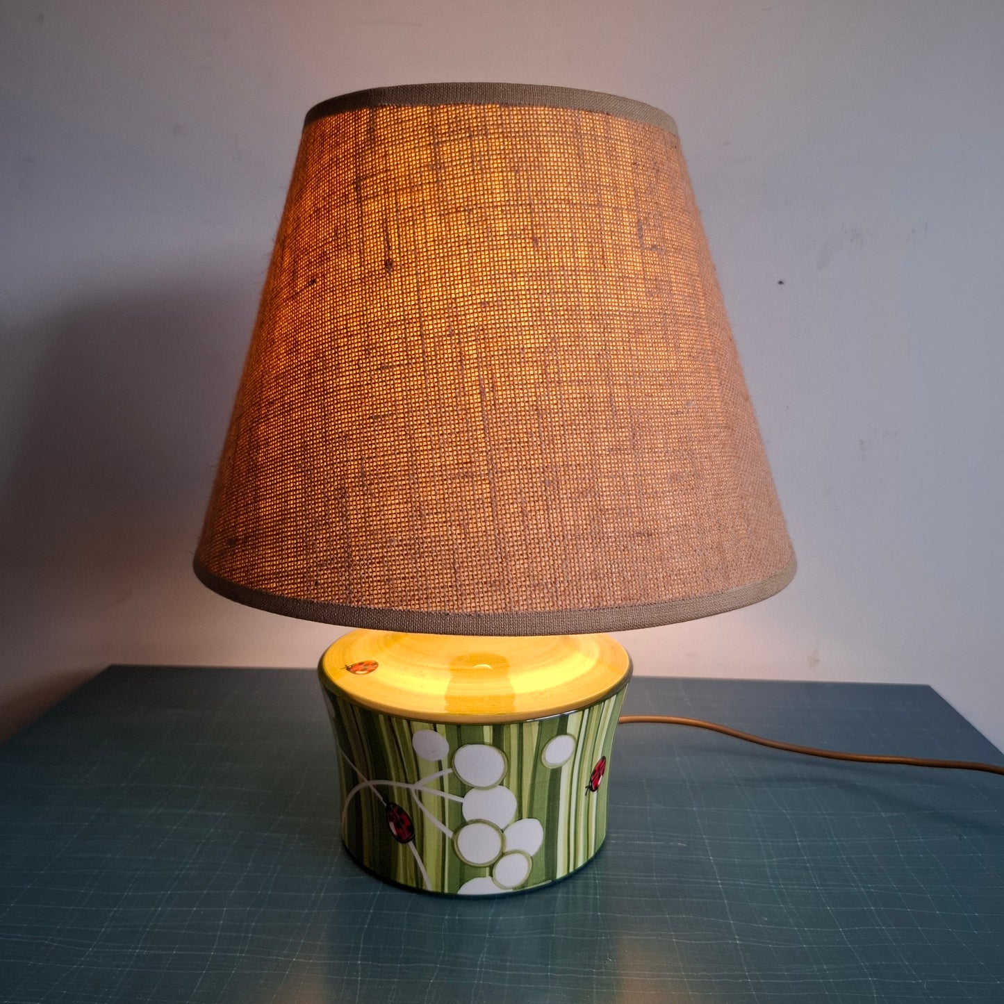 Sweet Vintage Ladybird Table Lamp by Jersey Pottery