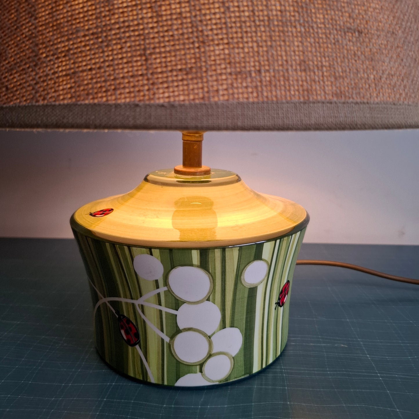 Sweet Vintage Ladybird Table Lamp by Jersey Pottery