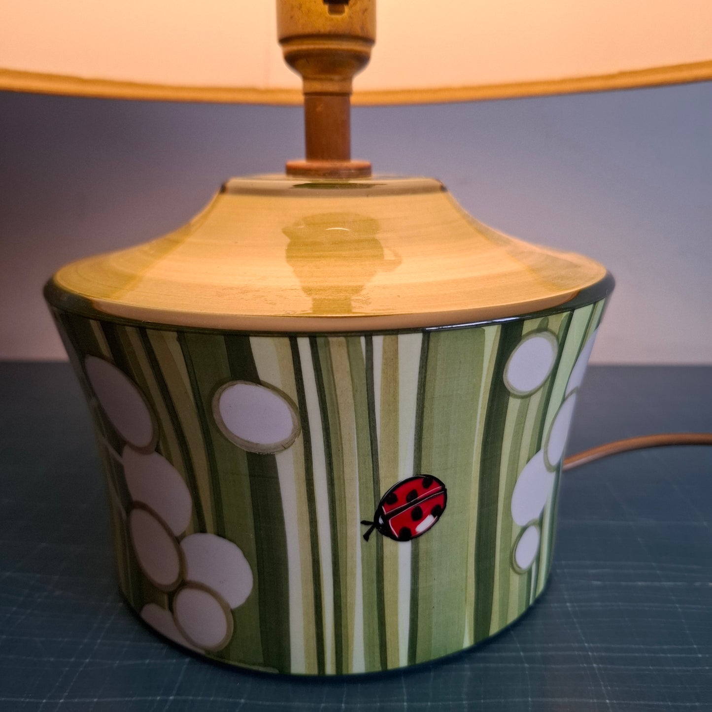 Sweet Vintage Ladybird Table Lamp by Jersey Pottery