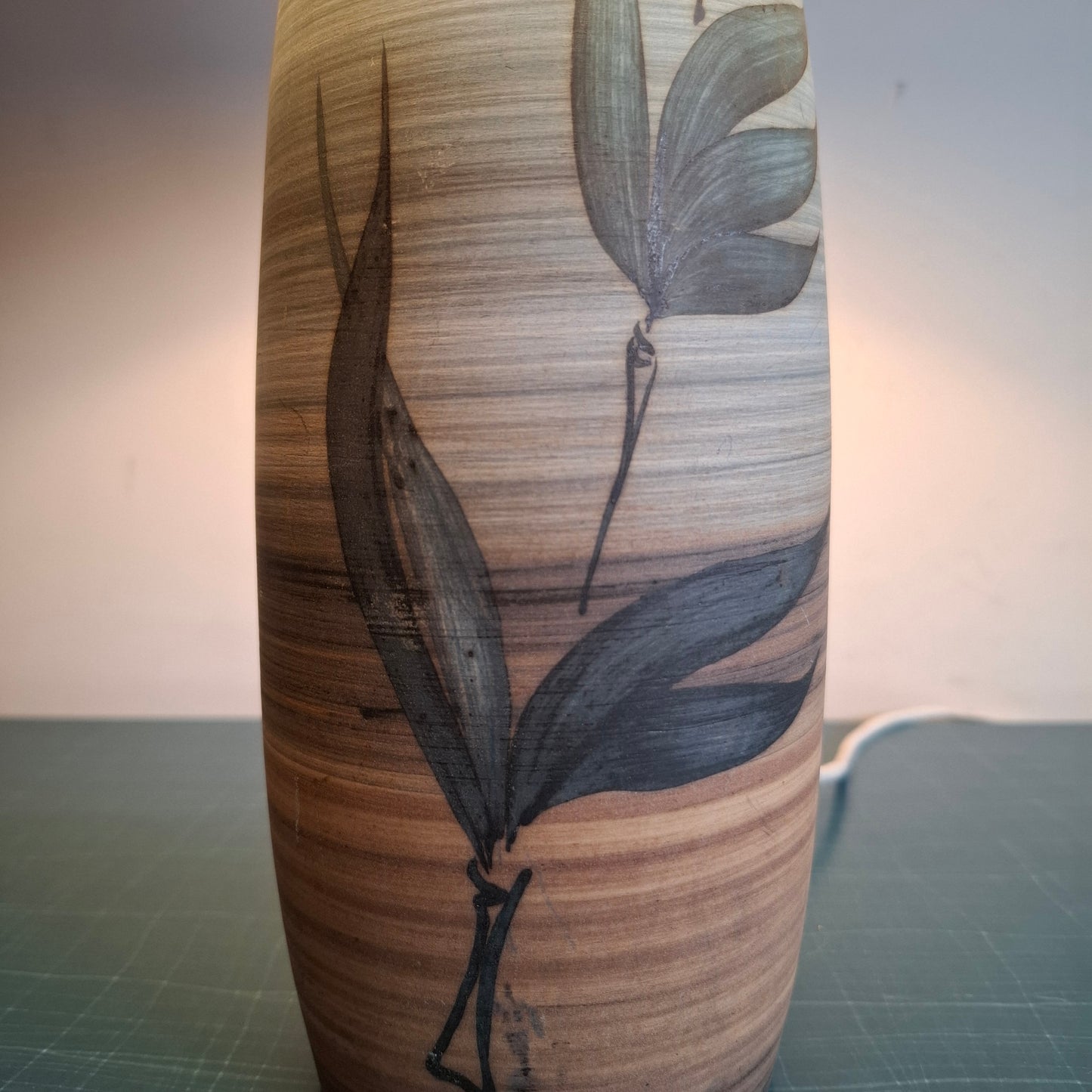 Vintage Hand-painted Lamp by Wimborne Pottery