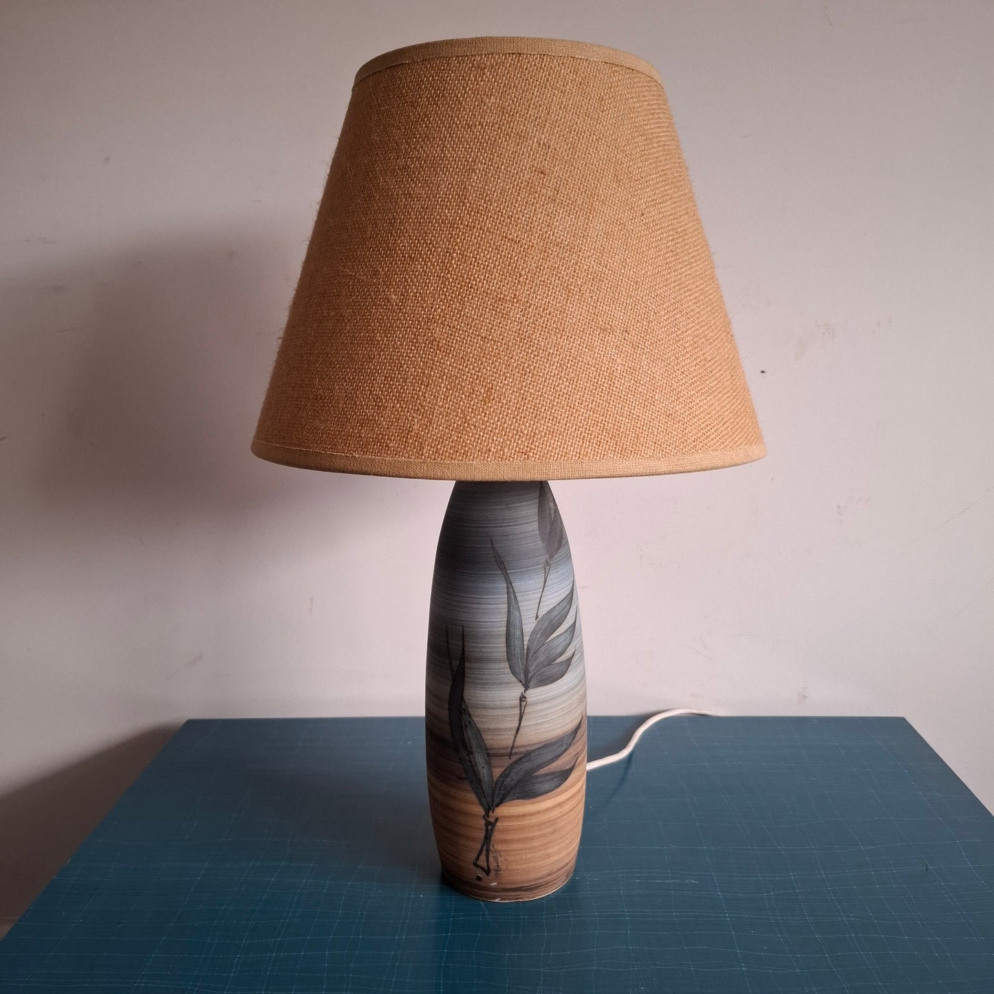 Vintage Hand-painted Lamp by Wimborne Pottery