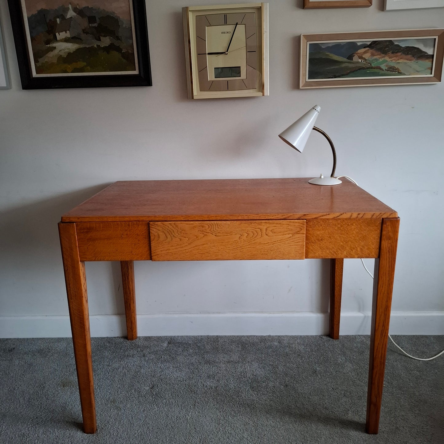 Compact Solid Oak Desk 1960s
