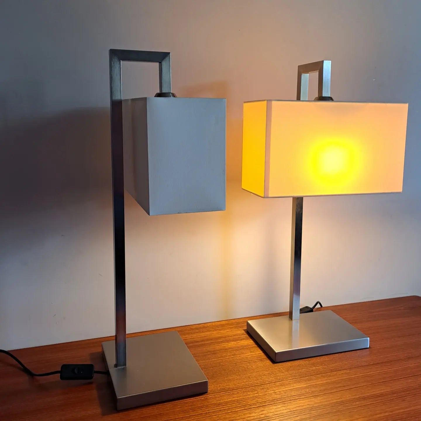 PAIR - 1980s chrome tablelamps by Baulmann