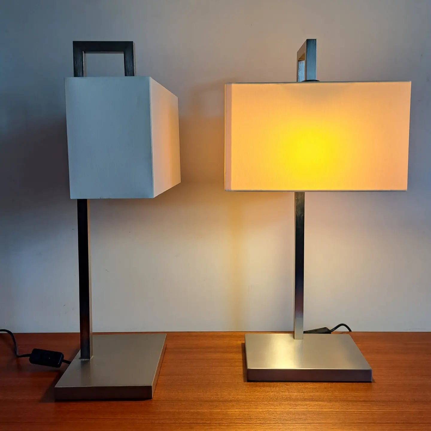 PAIR - 1980s chrome tablelamps by Baulmann