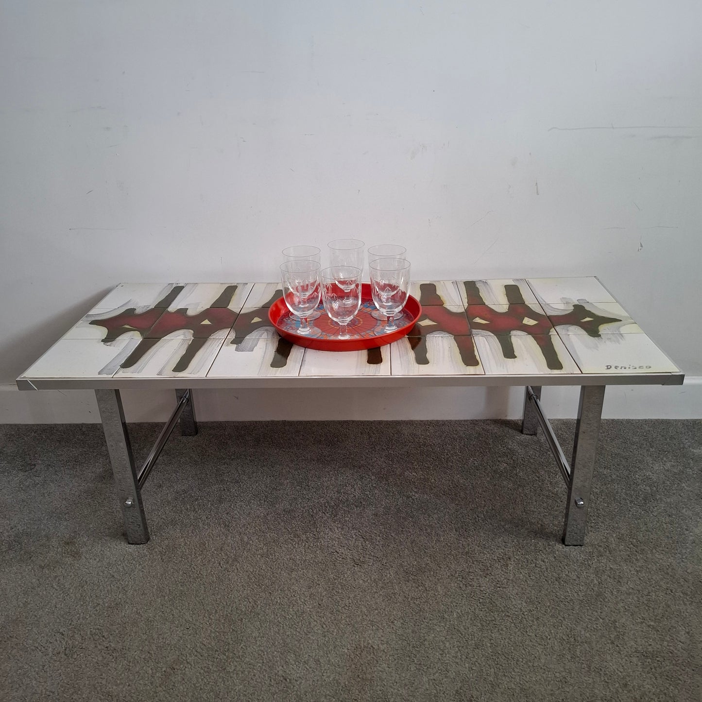 Mid-Century Belgian Tiled Coffee Table by Denisco