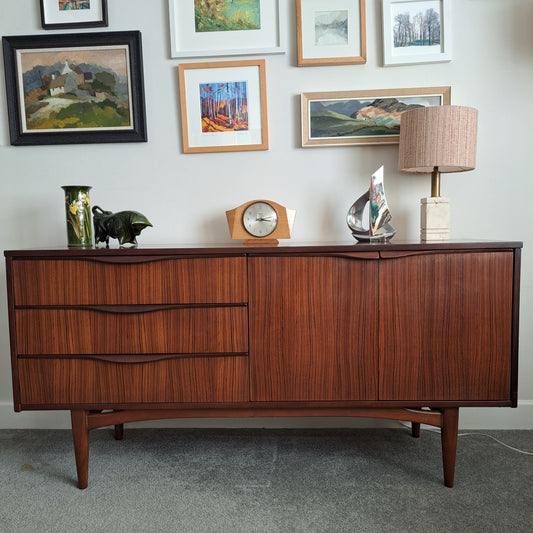 Compact Teak Sideboard with Walnut Veneer by Elliott's of Newbury 1963