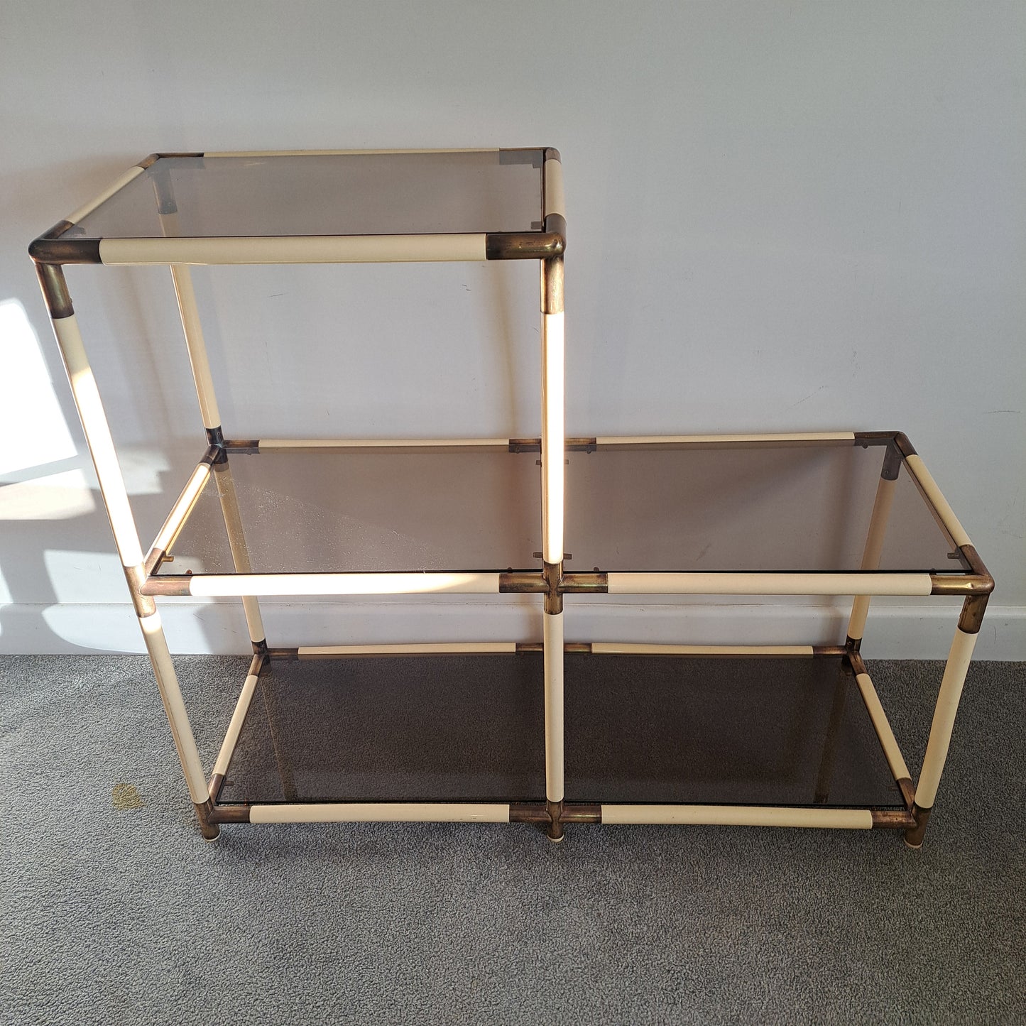 Mid-Century Designer Italian Smoked Glass Display Unit