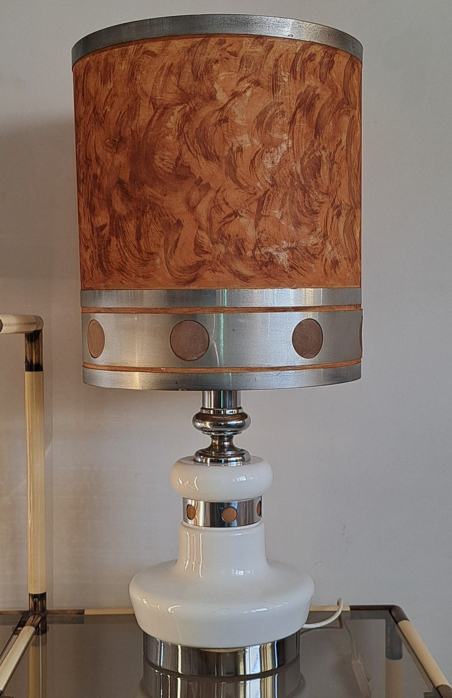 Mid-Century Italian Designer Table Lamp with Original Shade