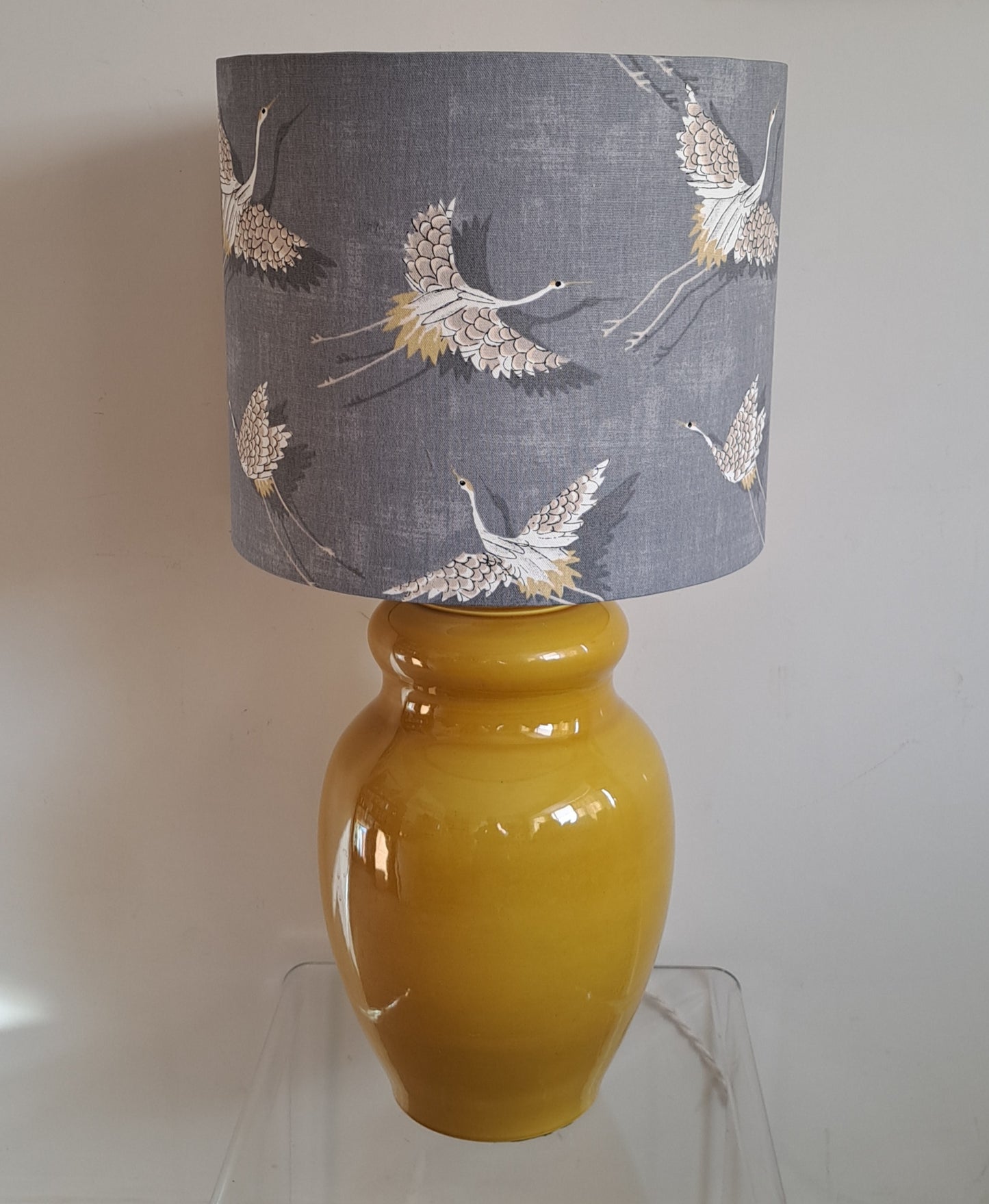 Large Yellow Italian Ceramic Table Lamp with New Shade - 1960s