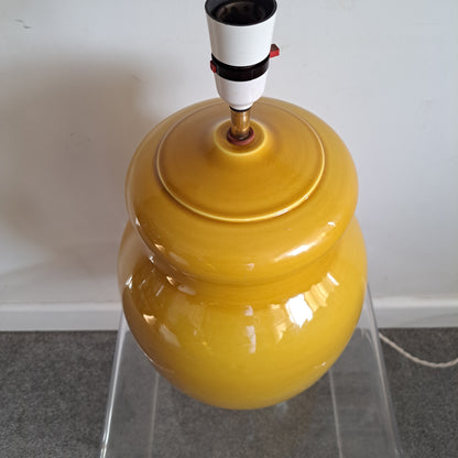 Large Yellow Italian Ceramic Table Lamp with New Shade - 1960s