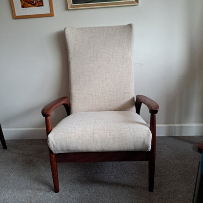 Mid-Century Solid Teak High Back Armchair by Greaves and Thomas