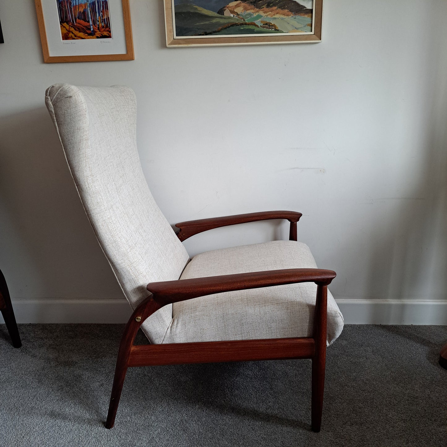 Mid-Century Solid Teak High Back Armchair by Greaves and Thomas