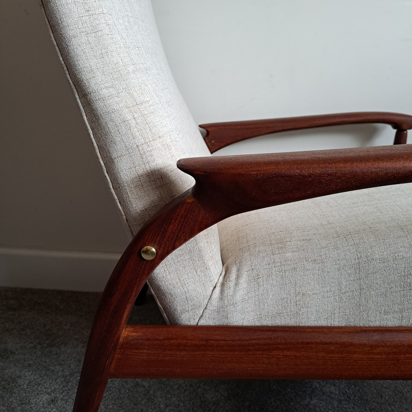 Mid-Century Solid Teak High Back Armchair by Greaves and Thomas