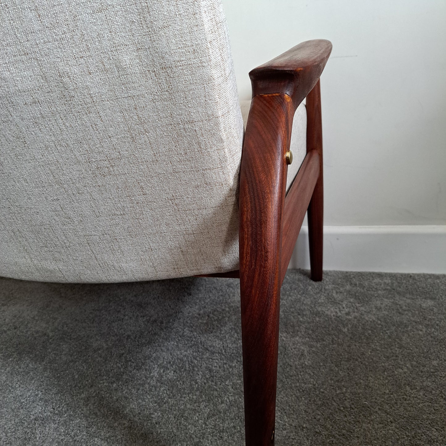 Mid-Century Solid Teak High Back Armchair by Greaves and Thomas