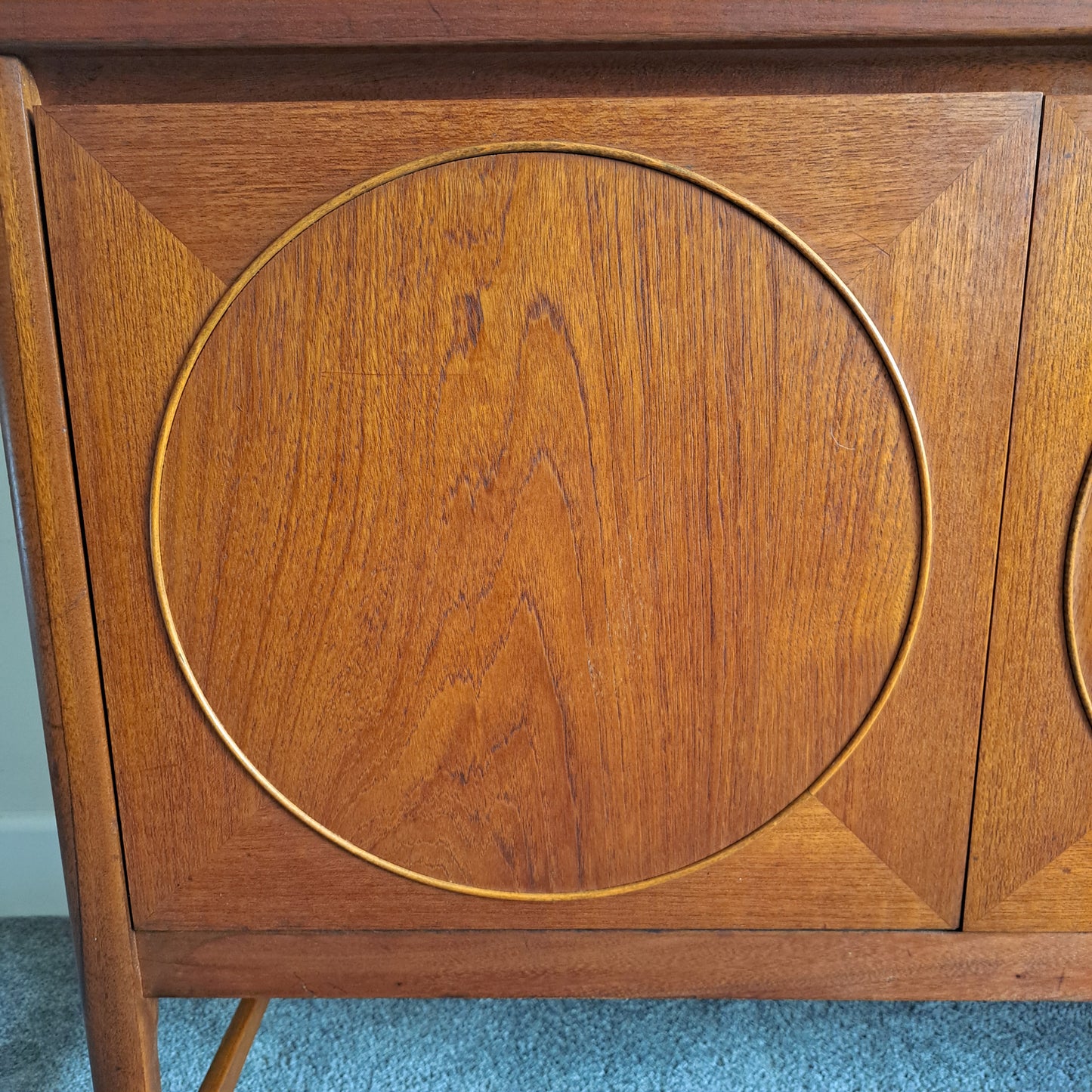 Mid-Century Teak Veneer Sideboard 'Circles' by Nathan Furniture 1960s