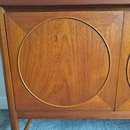 Mid-Century Teak Veneer Sideboard 'Circles' by Nathan Furniture 1960s