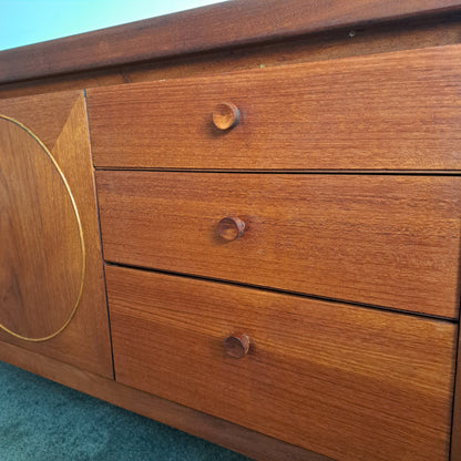 Mid-Century Teak Veneer Sideboard 'Circles' by Nathan Furniture 1960s