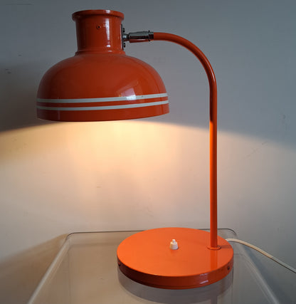 1970s Orange Metal Desk Lamp by Luco of Sweden